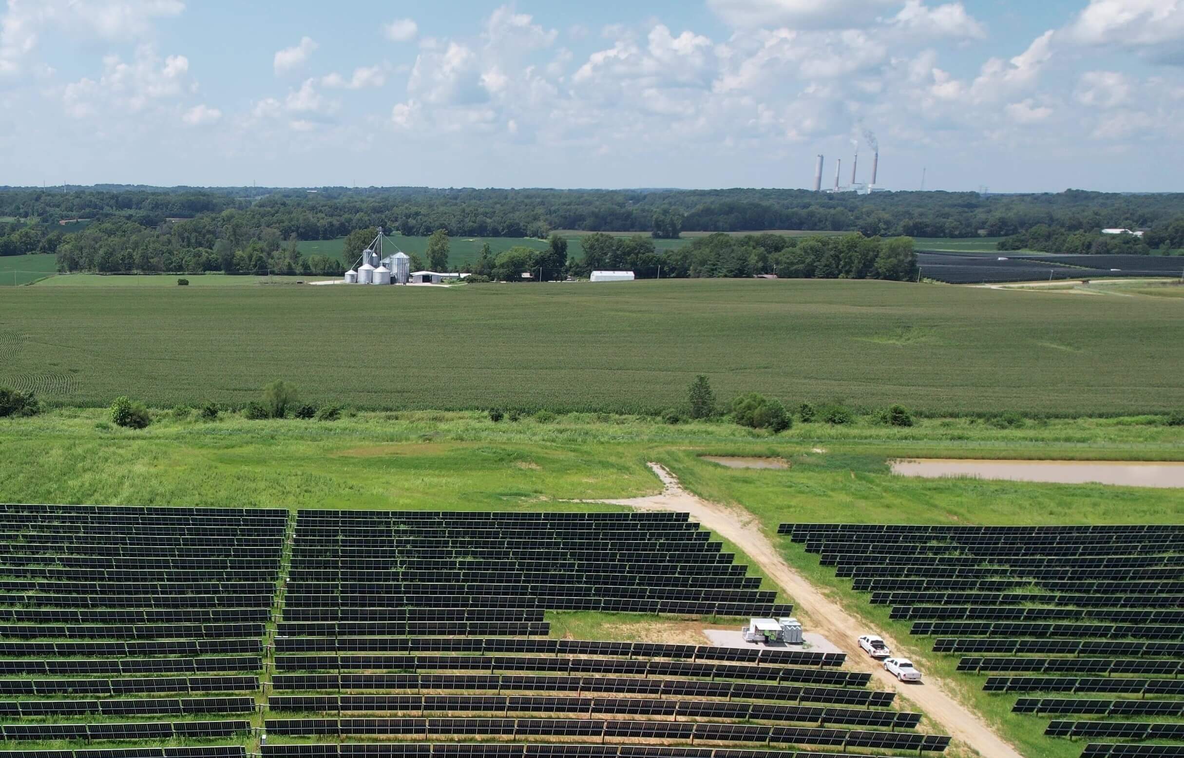Solar panels next to farm land
