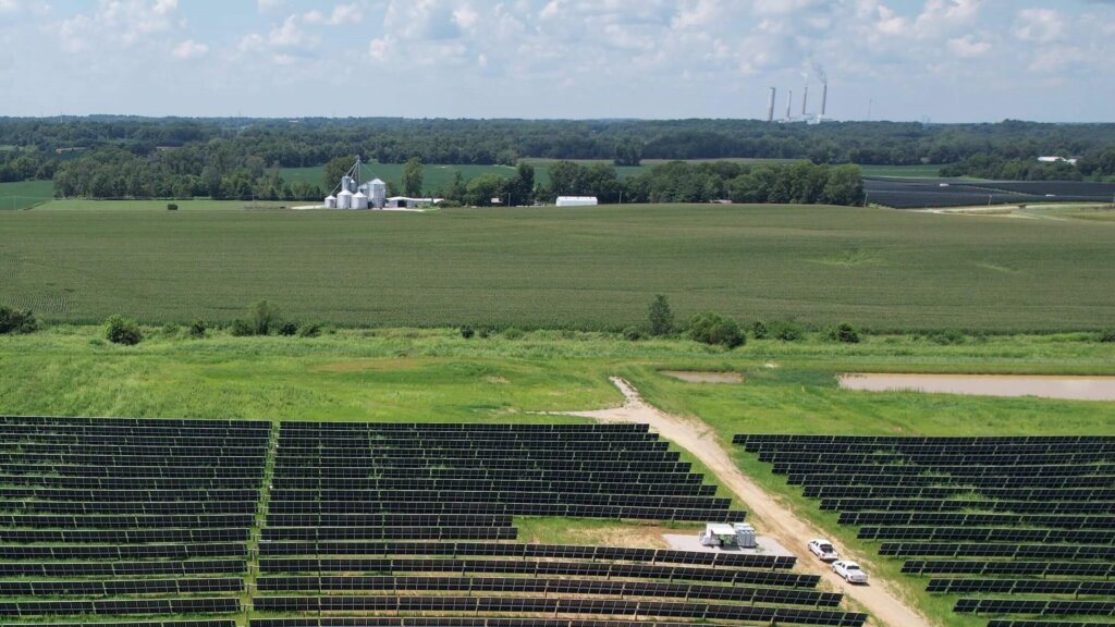 Solar panels and farm