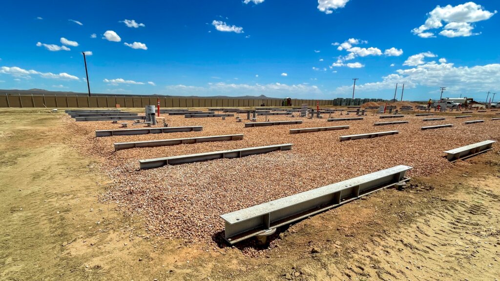 Energy storage steel piles and support beams foundation
